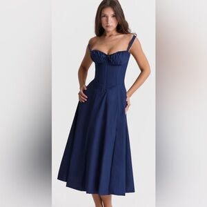 House of CB Carmen Navy Corset Midi Dress